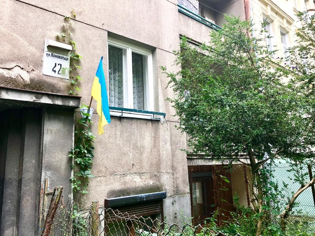 Апартаменты Apartment on Yevhena Konovaltsia Kulʼparkuv-41
